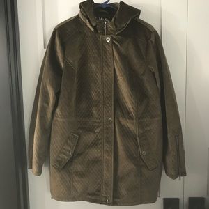 Coat/Long Jacket, Olive Velvet, Size XL. Like new!